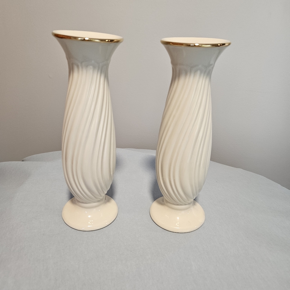 Lenox Cream and Gold Swirl Candel Holders